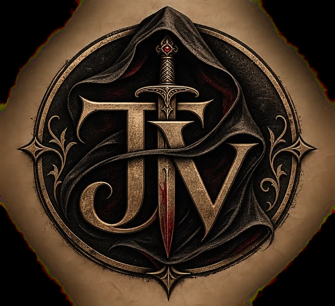 The official hooded cloak, sword and TJV author emblem